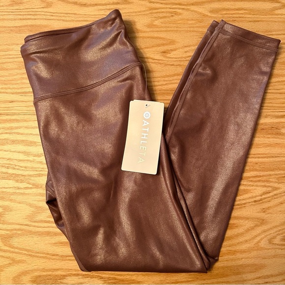 NWT Athleta Elation Shimmer High Rise Metallic Leggings Small Petite - Picture 2 of 9